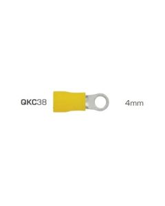 IONNIC QKC38 Yellow Vinyl Insulated 4mm Ring Terminals (Pack of 100)